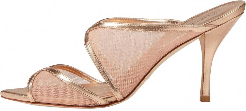 NEW STUART WEITZMAN women's noche 85 slide sandal in poudre/ballet